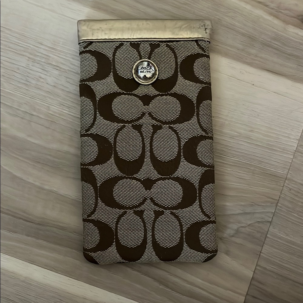 Coach Brown and Cream Signature Pouch